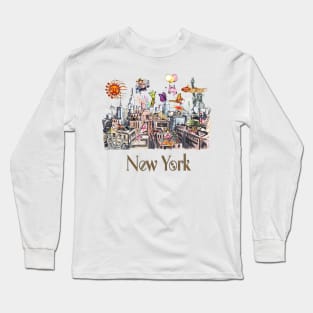 Pop Art New York City Surreal City Life Long Sleeve T-Shirt